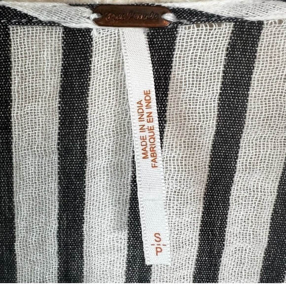 FREE PEOPLE White Black Cuff Sleeves Barcelona Nights Wrap Top Small - Picture 7 of 8